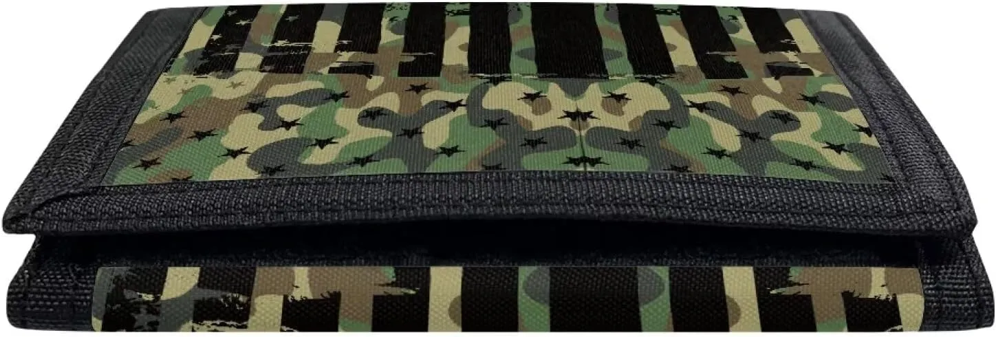 GIFTPUZZ American Flag Wallet for Teen Camouflage Kids Purse Cool Slim Trifold Wallet with Cash Holder Boys Sports Wallets Wallet Kids