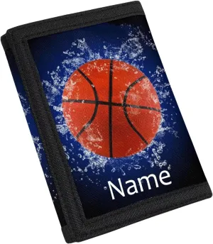 GIFTPUZZ Basketball Cool Wallet for Boys, Polyester Wallets Credit Id Card Cash Holder, Aesthetic Wallets With Coin Pocket Name Customization