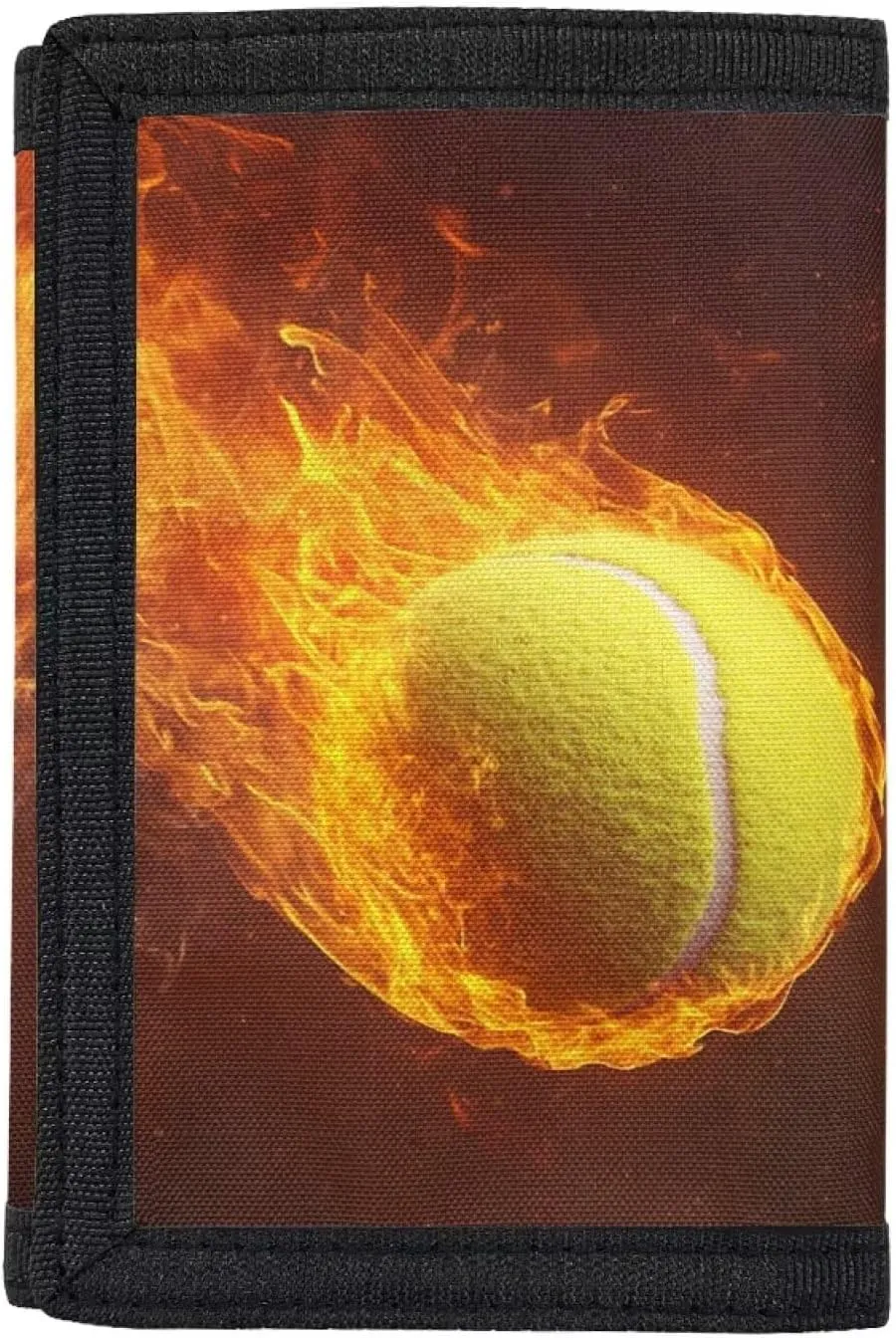 GIFTPUZZ Sport Wallet for Kids Boys Wallet with Name Custom Money Bag Trifold Wallet Customized Coin Pouch for Boys Age 5-7 Add Your Name on Fire Baseball