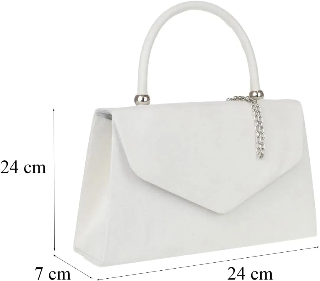 Girly HandBags Top Handle Faux Suede Clutch Bag Grab Holder Womens Handbag