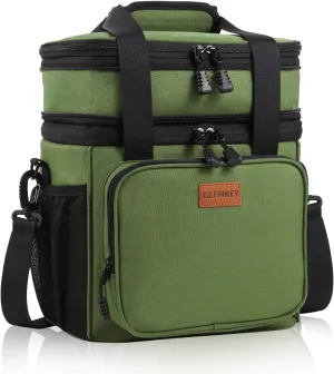 GLENKEY Expandable Large Insulated Lunch Box, Heavy Duty Lunch Cooler Bag Durable Leakproof Lunch Pail for Men Women Adults Work Shift Outdoor Picnic Camping Road Trip, 16L, Army Green