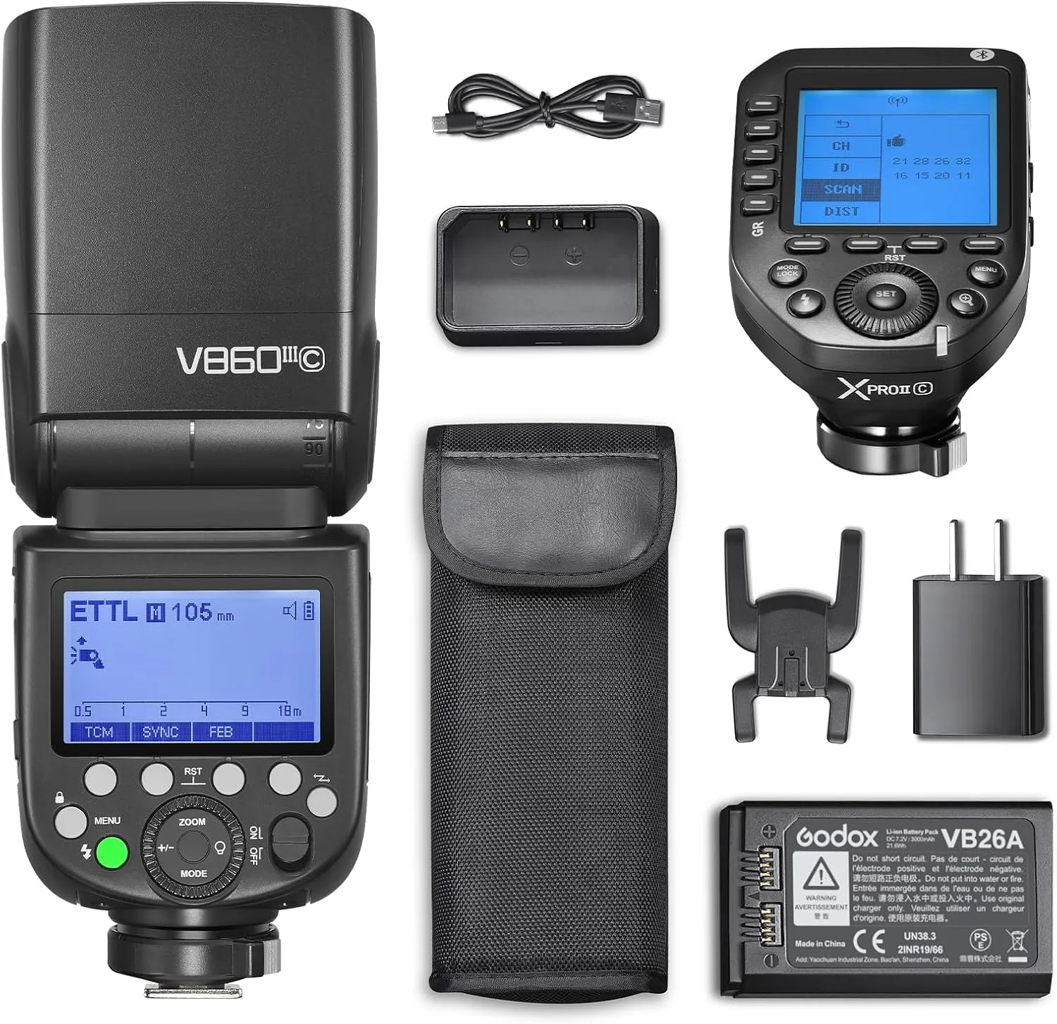 Godox V860III-C TTL Flash Speedlite with XproII C Wireless Flash Trigger 2.4g Wireless X System 2600mah Li-Ion Battery with Diffusion Compatible for Canon EOS Cameras
