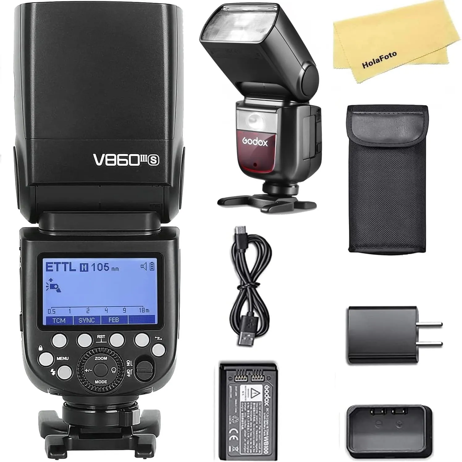Godox V860III-S Camera Flash for Sony Camera Flash Speedlight Speedlite Light,76Ws 2.4G TTL HSS 1/8000s,480 Full-Power Flashes,2600mAh Li-ion Battery,0.01-1.5s Recycle Time,10 Levels LED Modeling Lamp