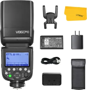 Godox V860III V860III-C Flash for Canon, 2.4G TTL Speedlight Canon Speedlite HSS 1/8000S, 7.2V/2600mAh Rechargeable Li-ion Battery, 0.01-1.5s Recycle Time, 10 Levels LED Modeling Lamp