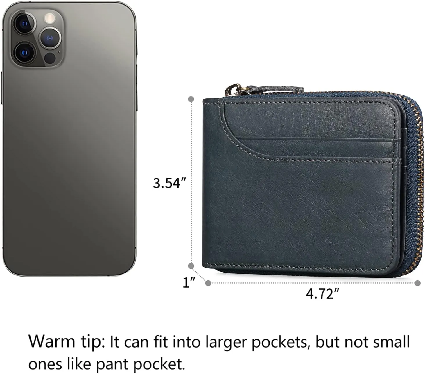 GOIACII Wallets for Men Genuine Leather Front Pocket Wallet RFID Zip Around Bifold Credit Card Holder