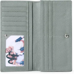 GOIACII Wallets for Women RFID Blocking Ultra Slim Real Leather Credit Card Holder Clutch