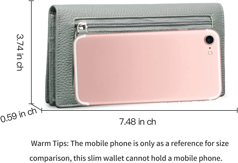 GOIACII Wallets for Women RFID Blocking Ultra Slim Real Leather Credit Card Holder Clutch