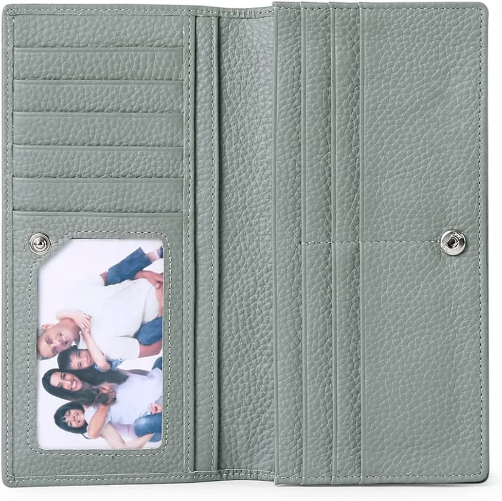 GOIACII Wallets for Women RFID Blocking Ultra Slim Real Leather Credit Card Holder Clutch