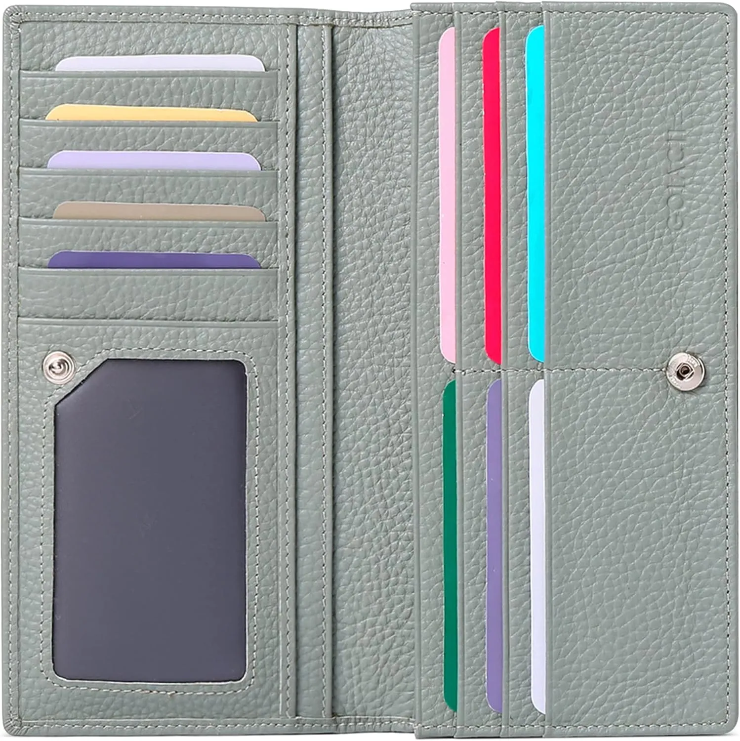 GOIACII Wallets for Women RFID Blocking Ultra Slim Real Leather Credit Card Holder Clutch