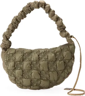 GOIACII Women Crossbody Shoulder Bag with Zipper, Nylon Quilted Puffer Hobo Bag for Women