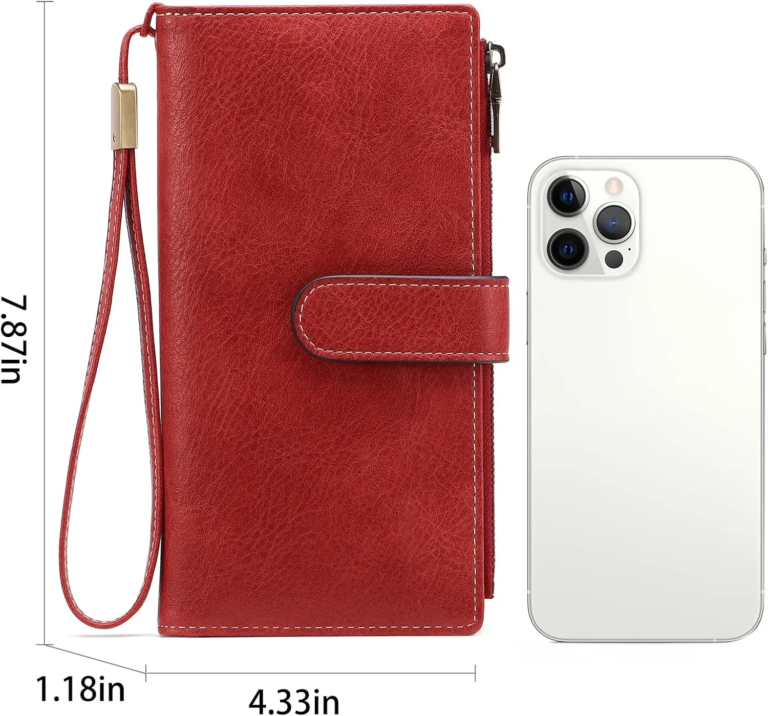 GOIACII Womens Wallets Large Capacity Credit Card Holder Rfid Wallet Women Double Zipper Pocket Leather Bifold Ladies Wristlet Clutch Wallet