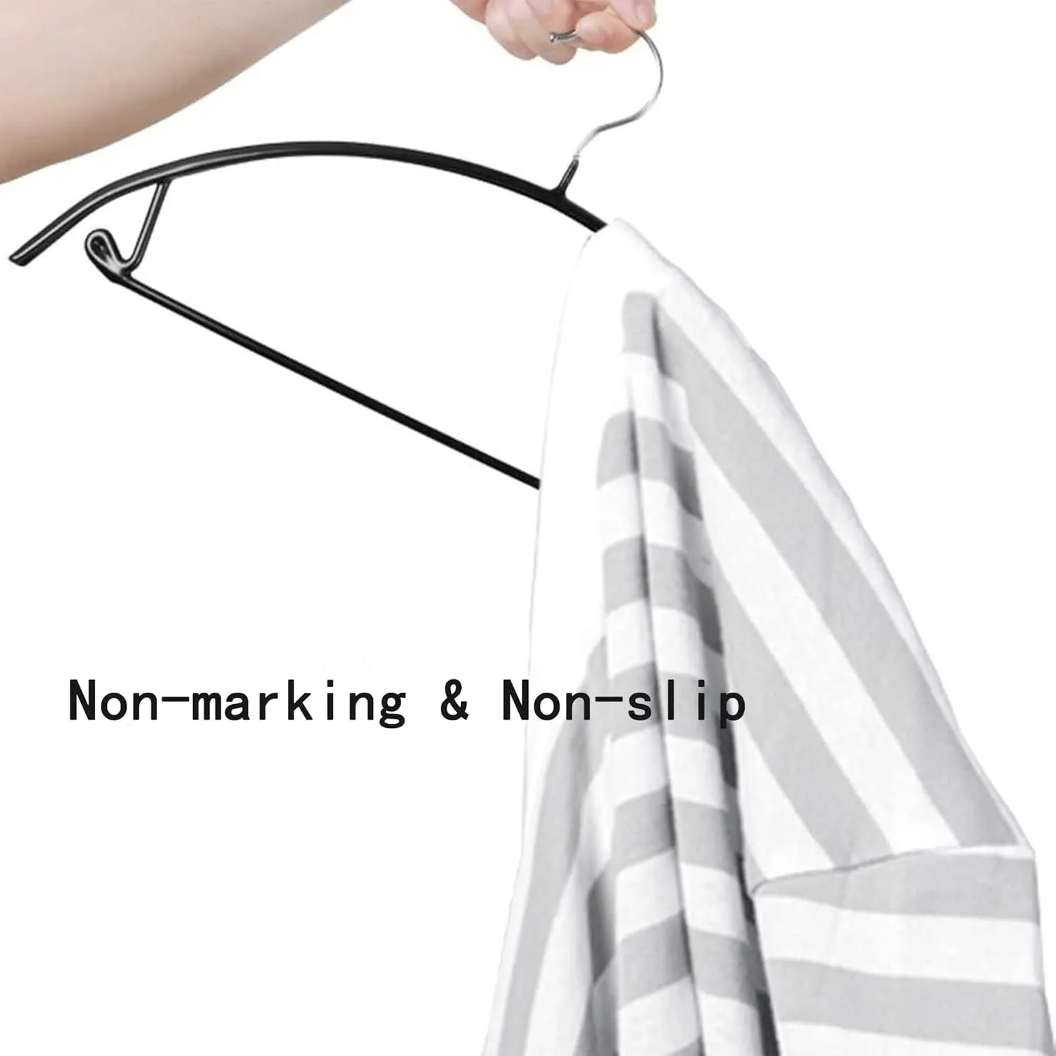 Gold Hangers 100 Pack - Heavyduty Non Slip Slimline Suit Jacket T Shirt Hangers - Space Saving (Black)