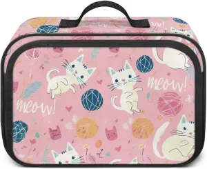 Gomyblomy Cute Cats Stroller Caddy Pink Baby Stroller Organizer Portable Small Diaper Bag with Cup Holder and Shoulder Strap Universal Kawaii Stroller Accessories for Outdoor Travels