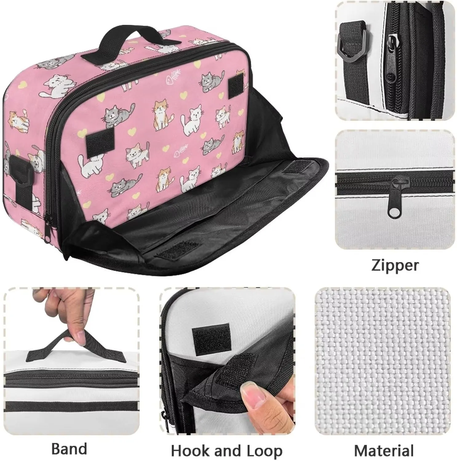 Gomyblomy Cute Cats Stroller Organizer Pink Stroller Storage Bag with Detachable Shoulder Strap Universal Stroller Travel Bag with Non Slip Hooks Multifunctional Diaper Bags for Outdoors