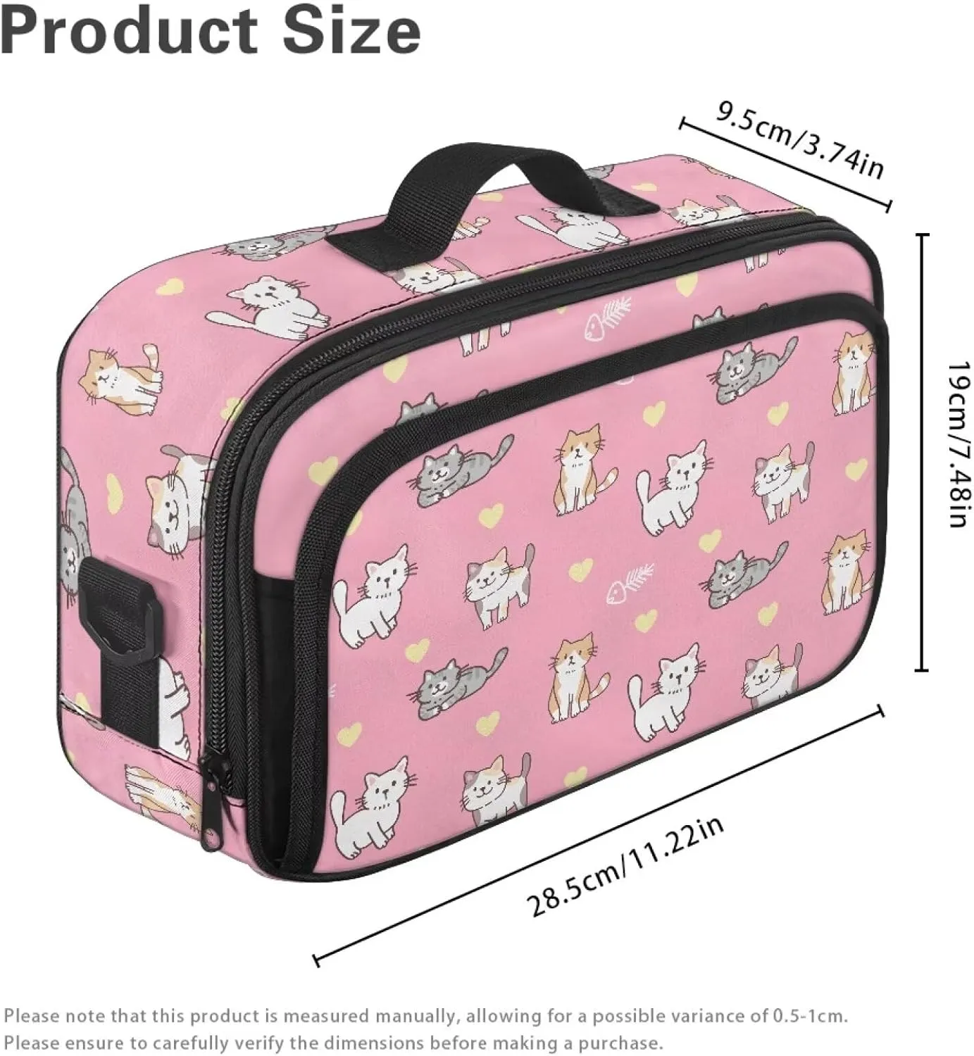 Gomyblomy Cute Cats Stroller Organizer Pink Stroller Storage Bag with Detachable Shoulder Strap Universal Stroller Travel Bag with Non Slip Hooks Multifunctional Diaper Bags for Outdoors