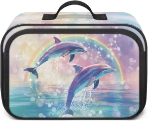 Gomyblomy Dolphins Rainbow Stroller Organizer Cute Diaper Bag Stroller Caddy with Detachable Shoulder Strap Phone Bag Large Capacity Diaper Bag Tote Universal Stroller Accessories