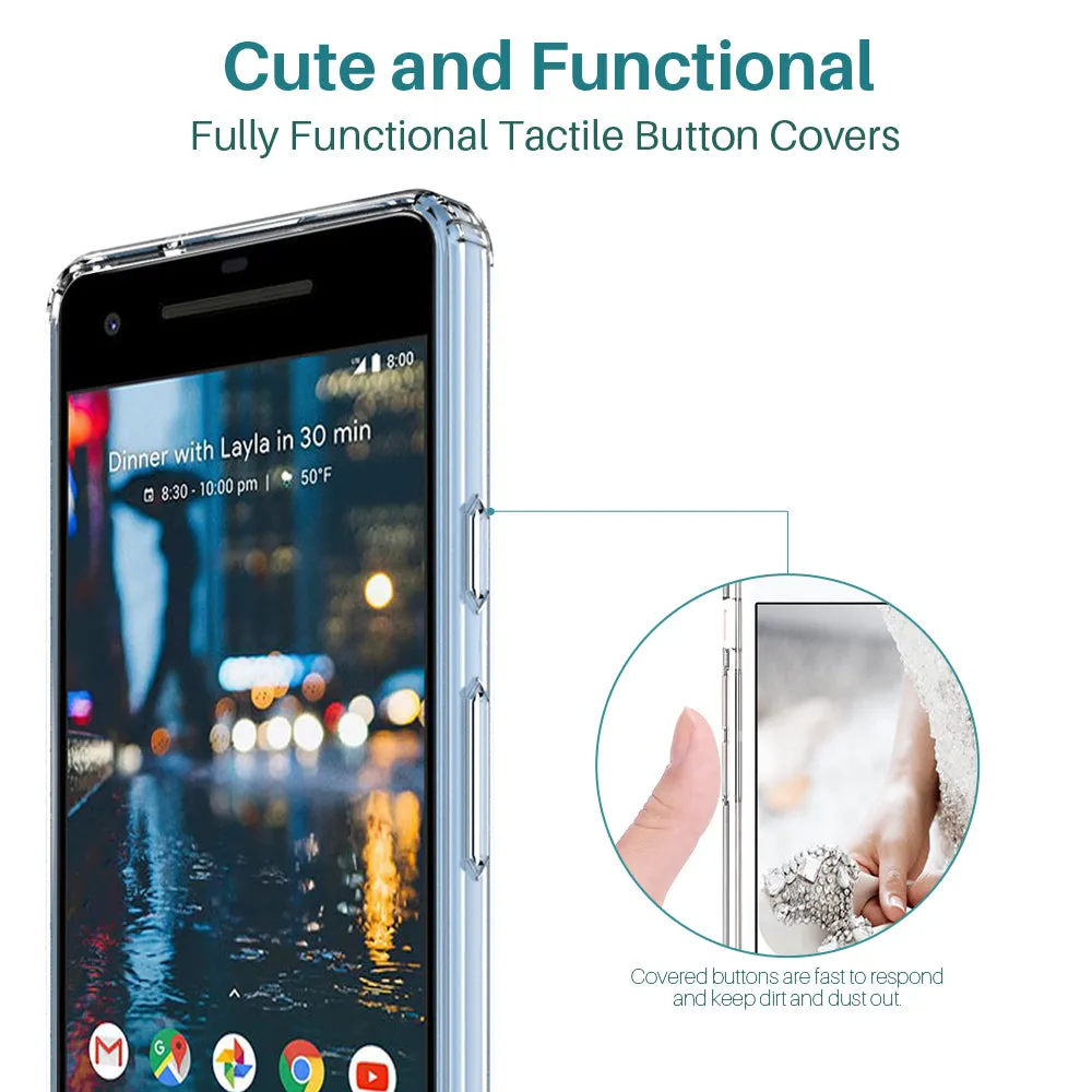 Google Pixel 2 Case, LK [Shock Absorbing] White Henna Mandala Floral Lace Clear Design Printed Air Hybrid with TPU Bumper Protective Case Cover for Google Pixel 2