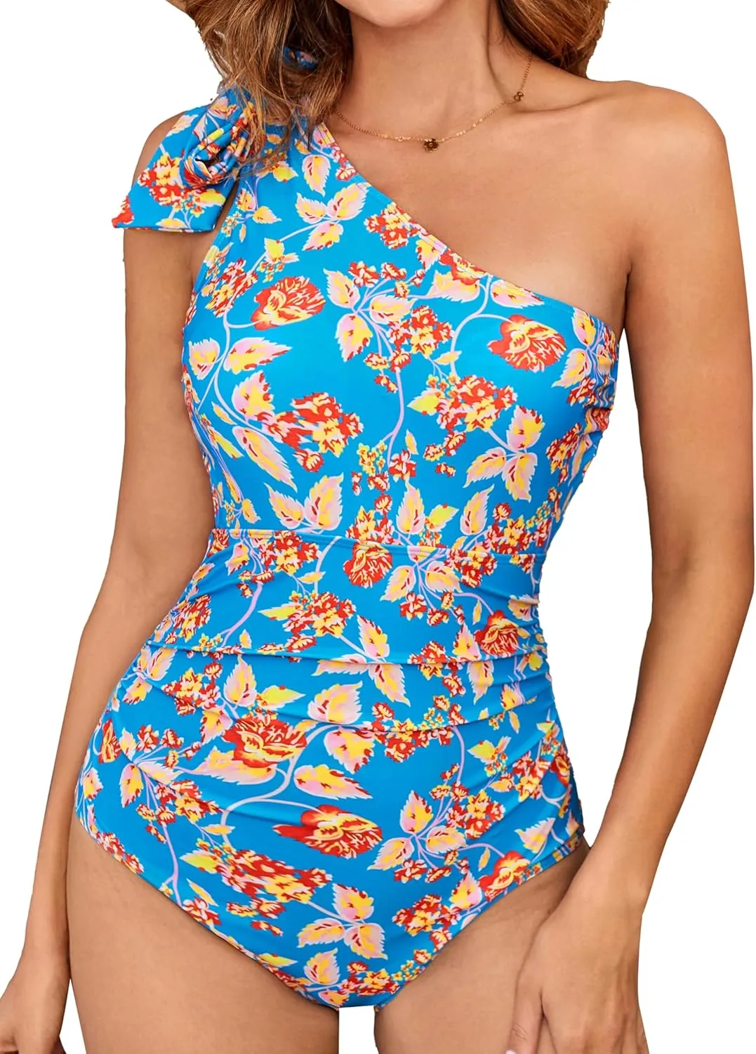 GRACE KARIN Women Swimsuit One Piece Tummy Control Bathing Suit One Shoulder Swimwear for Beach Swimming Vacation
