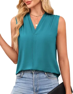 GRACE KARIN Womens Tank Top Summer Pleated Sleeveless Basic Casual Outfits Work Shirts