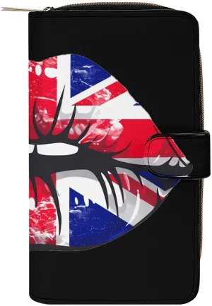 Great Britain England Lips Wallet PU Leather Purse Coin Pocket Credit Card Holder Clutch Gifts for Women Men