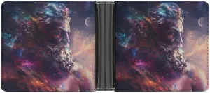 Greek God Zeus Universe Leather Wallets for Men Slim Bifold Purse Clutch Double-Sided Printing