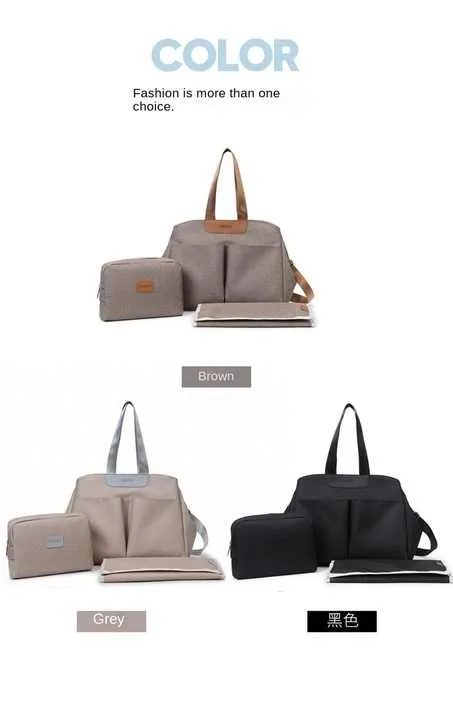 Grey Multi-functional Baby Diaper Bag with Changing Mat - Travel & Stroller-Friendly Design