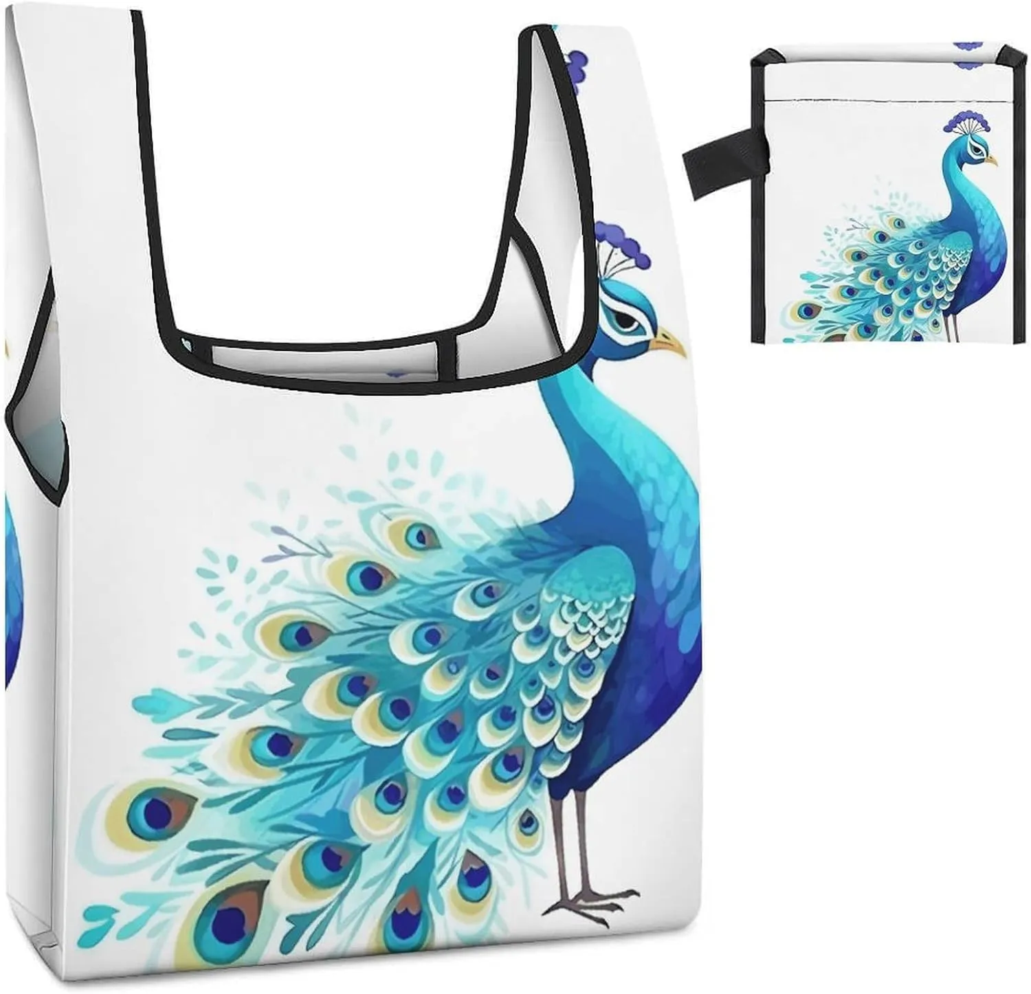 Grocery Bag Reusable Tote Bag Cartoon Alpaca Cute Animal Shopping Bag Handbag Foldable Shoulder Bag for Travel