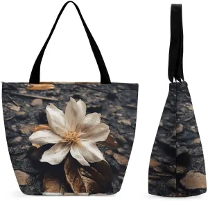 Grocery Bag Reusable Tote Bag Foldable Black Dog in The Field Shopping Bag Handbag Washable Shoulder Bag for Travel