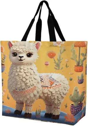 Grocery Bag Reusable Tote Bag Foldable Canoe by The Water Shopping Bag Handbag Washable Shoulder Bag for Travel
