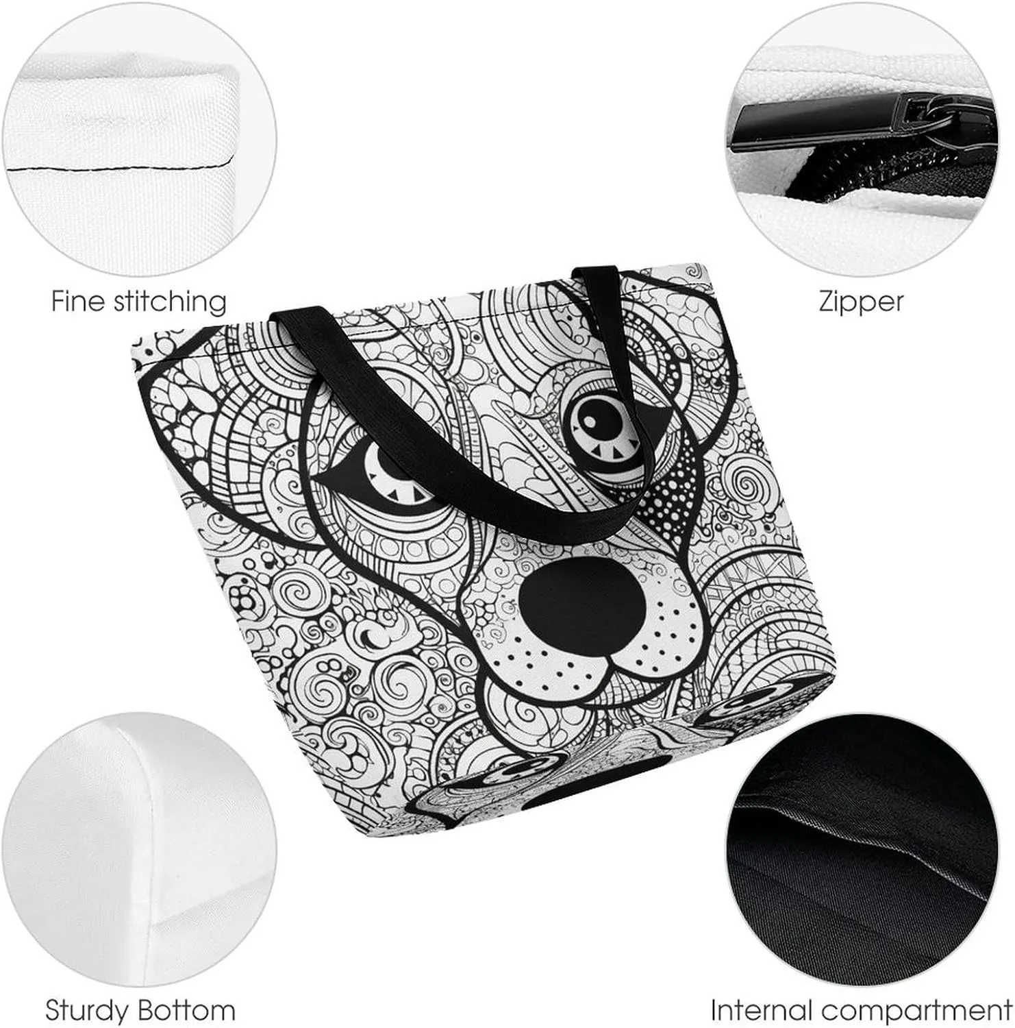 Grocery Bag Reusable Tote Bag Foldable Dwarf with Blue Beard Shopping Bag Handbag Washable Shoulder Bag for Travel