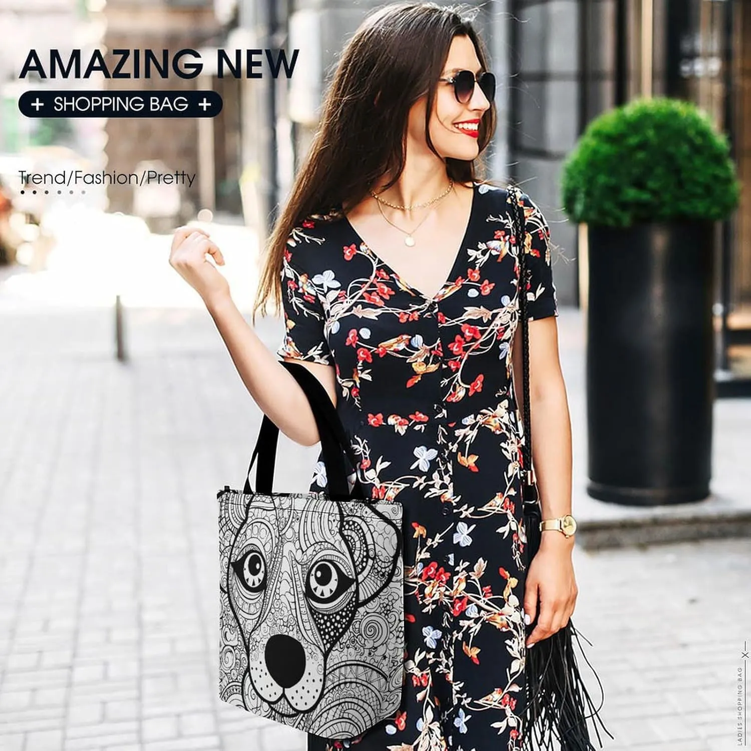 Grocery Bag Reusable Tote Bag Foldable Dwarf with Blue Beard Shopping Bag Handbag Washable Shoulder Bag for Travel