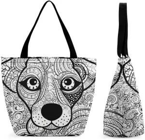 Grocery Bag Reusable Tote Bag Foldable Dwarf with Blue Beard Shopping Bag Handbag Washable Shoulder Bag for Travel