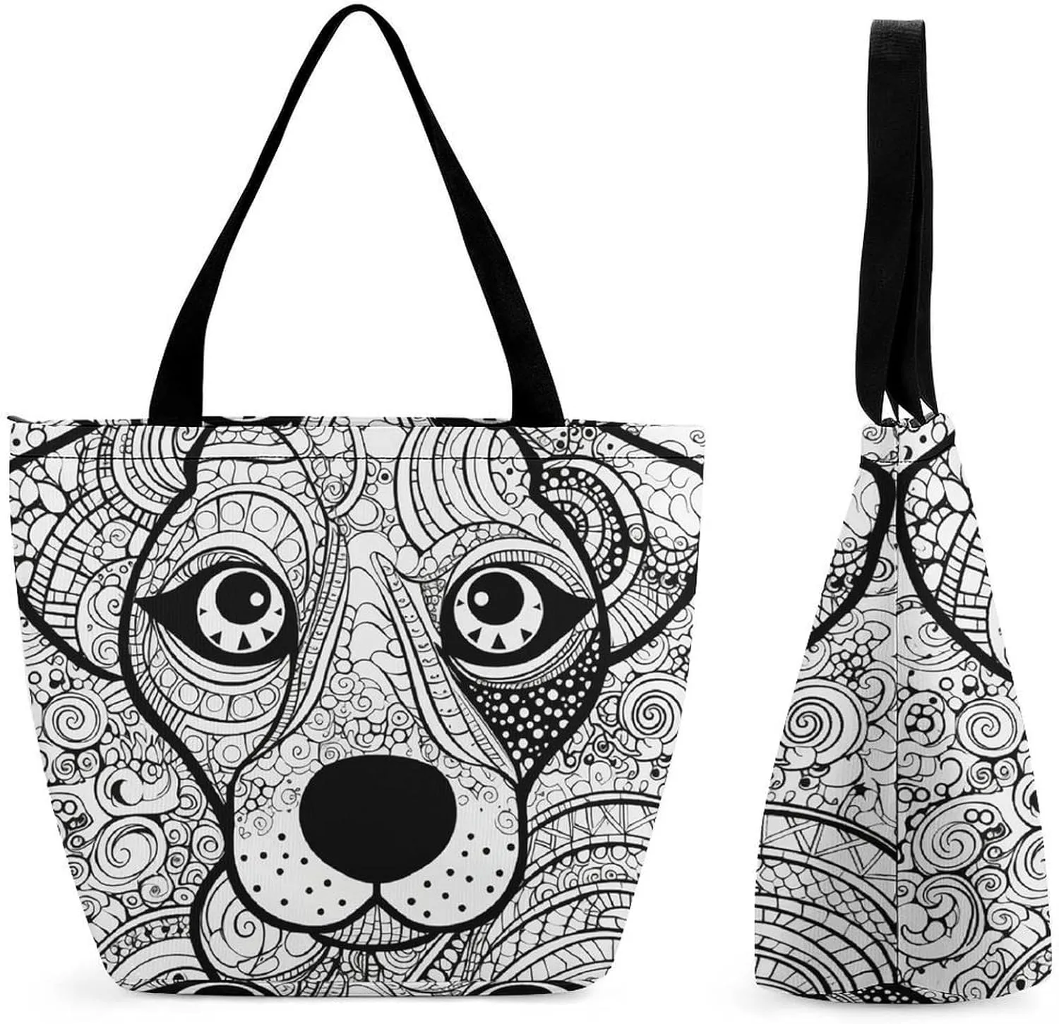 Grocery Bag Reusable Tote Bag Foldable Dwarf with Blue Beard Shopping Bag Handbag Washable Shoulder Bag for Travel