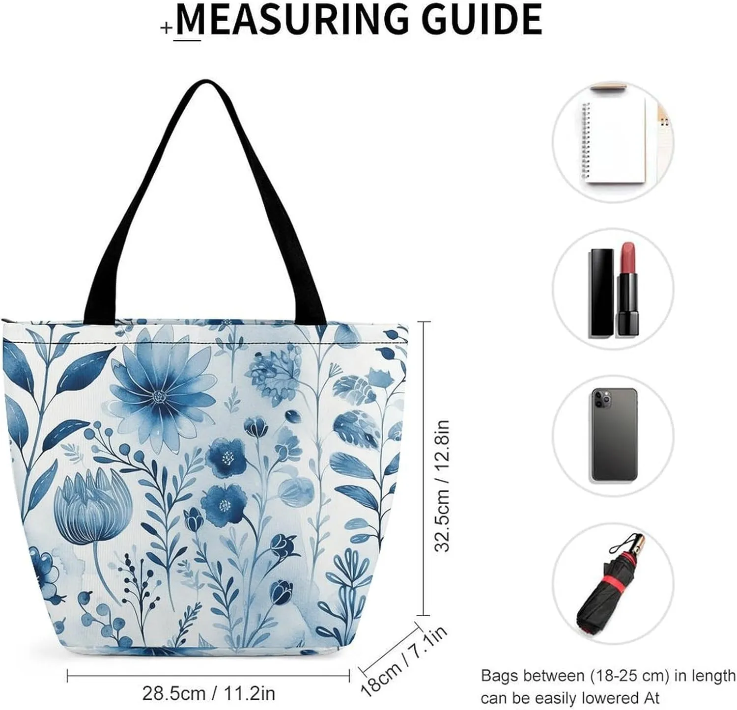 Grocery Bag Reusable Tote Bag Foldable Indigo And Beige Shopping Bag Handbag Washable Shoulder Bag for Travel