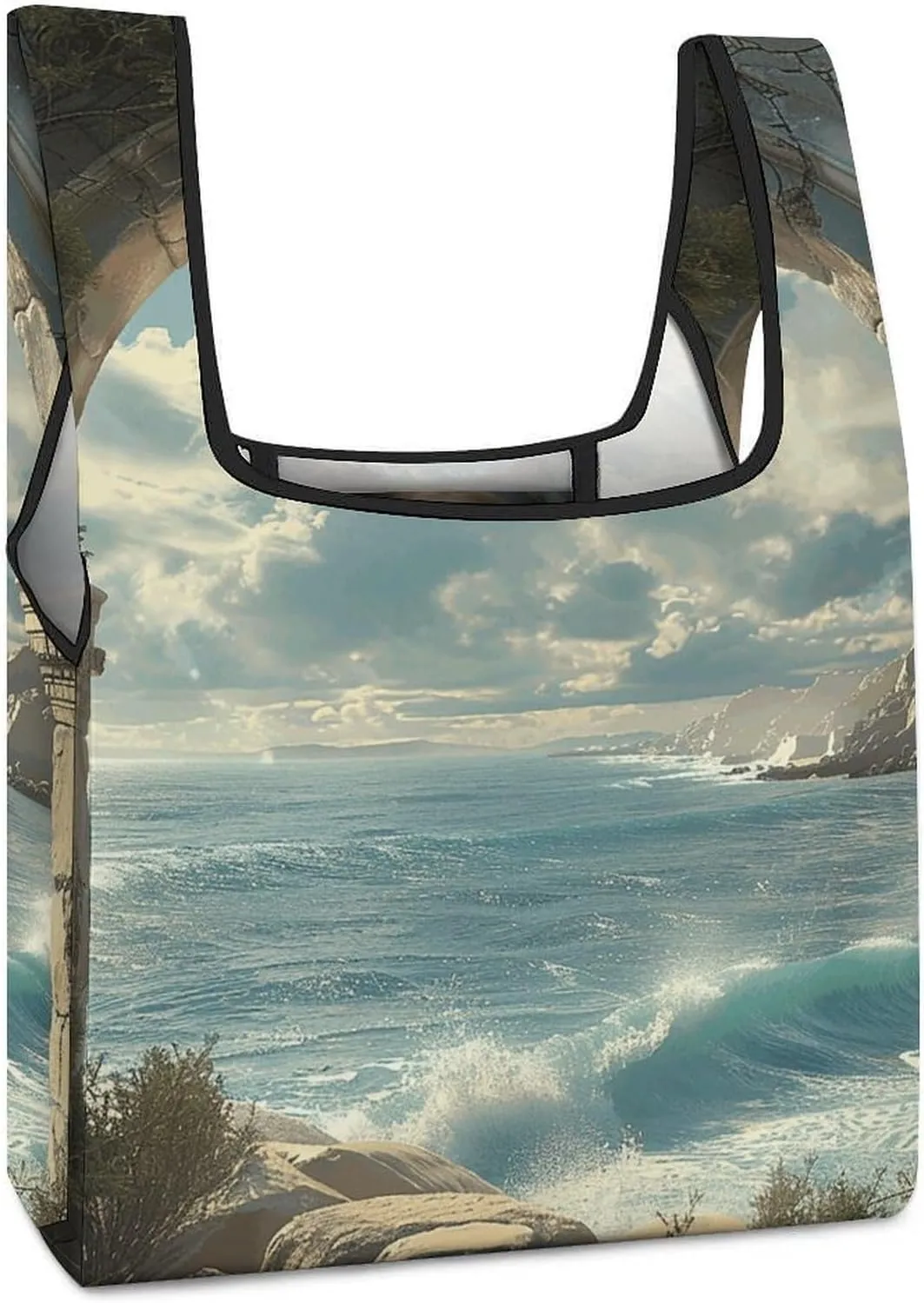 Grocery Bag Reusable Tote Bag Foldable On Flowering Tree Shopping Bag Handbag Washable Shoulder Bag for Travel