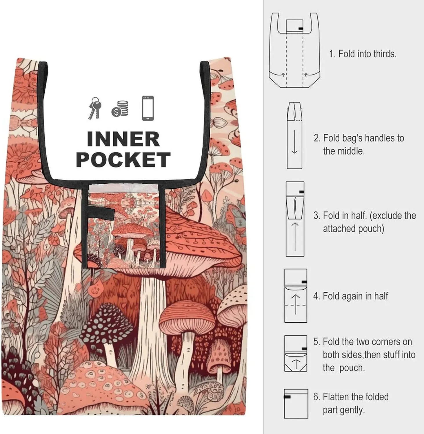 Grocery Bag Reusable Tote Bag Foldable On Flowering Tree Shopping Bag Handbag Washable Shoulder Bag for Travel