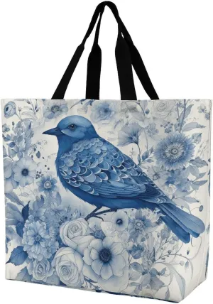 Grocery Bag Reusable Tote Bag Foldable Standing in The Field Shopping Bag Handbag Washable Shoulder Bag for Travel