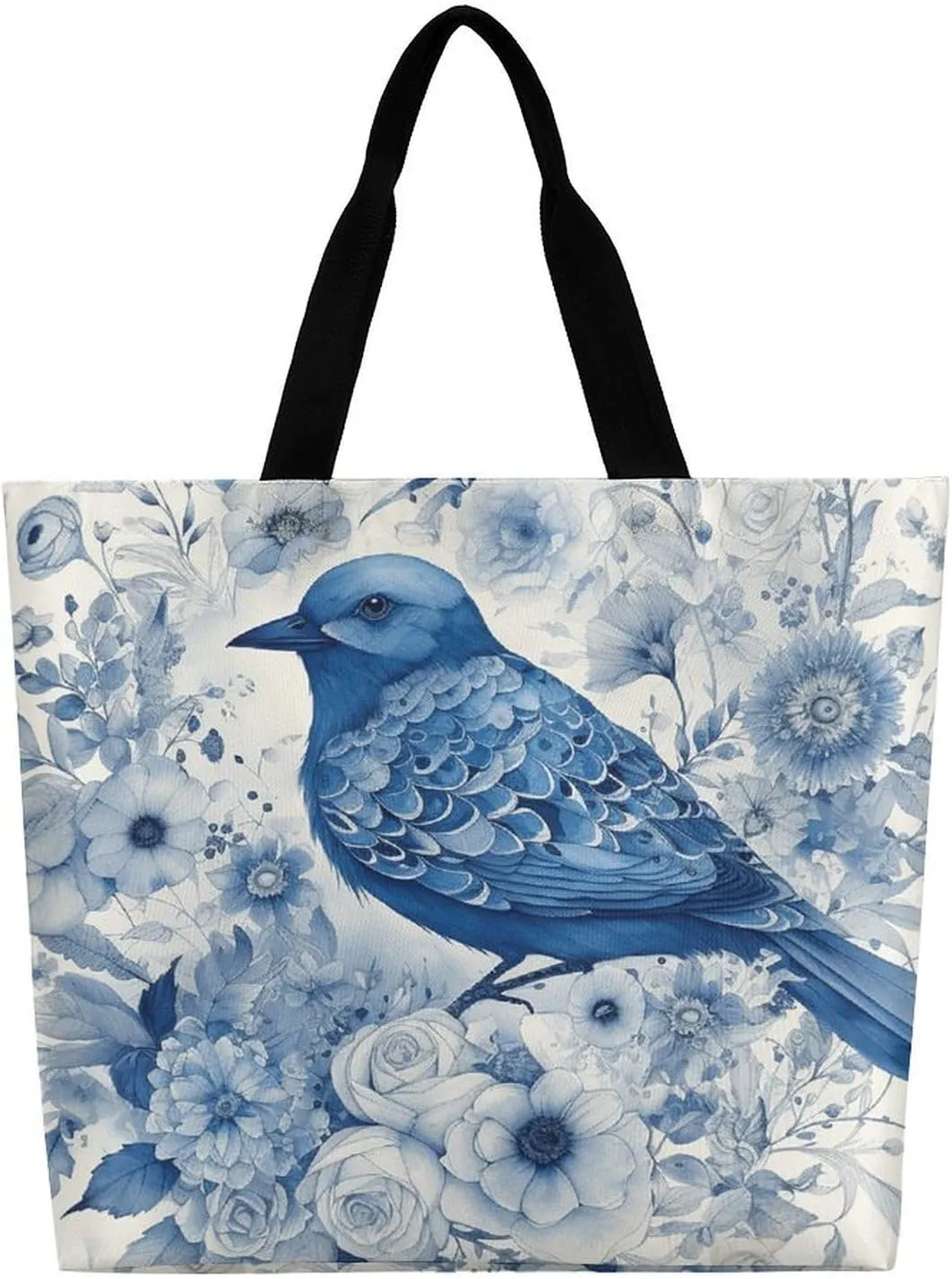 Grocery Bag Reusable Tote Bag Foldable Standing in The Field Shopping Bag Handbag Washable Shoulder Bag for Travel