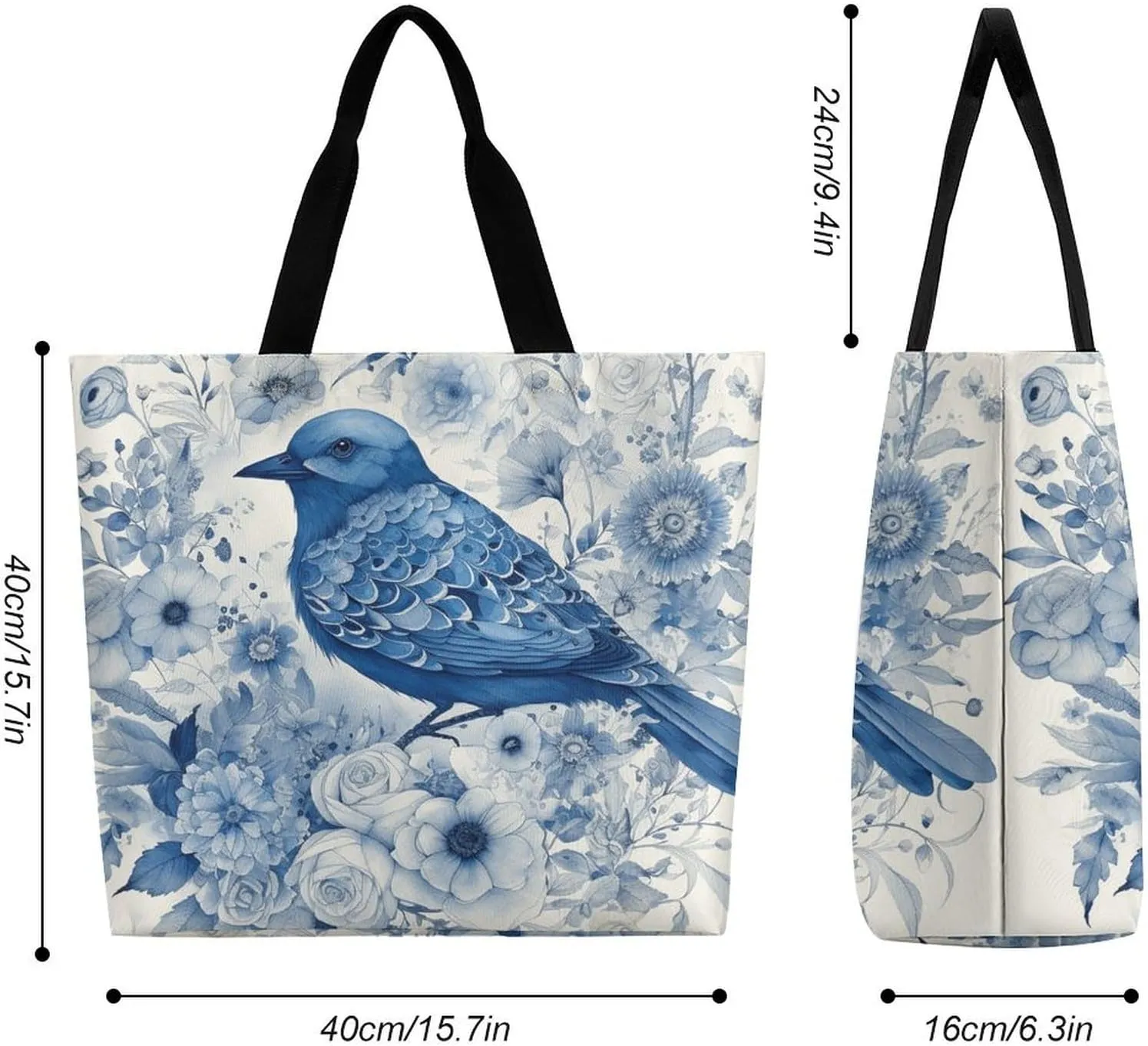 Grocery Bag Reusable Tote Bag Foldable Standing in The Field Shopping Bag Handbag Washable Shoulder Bag for Travel