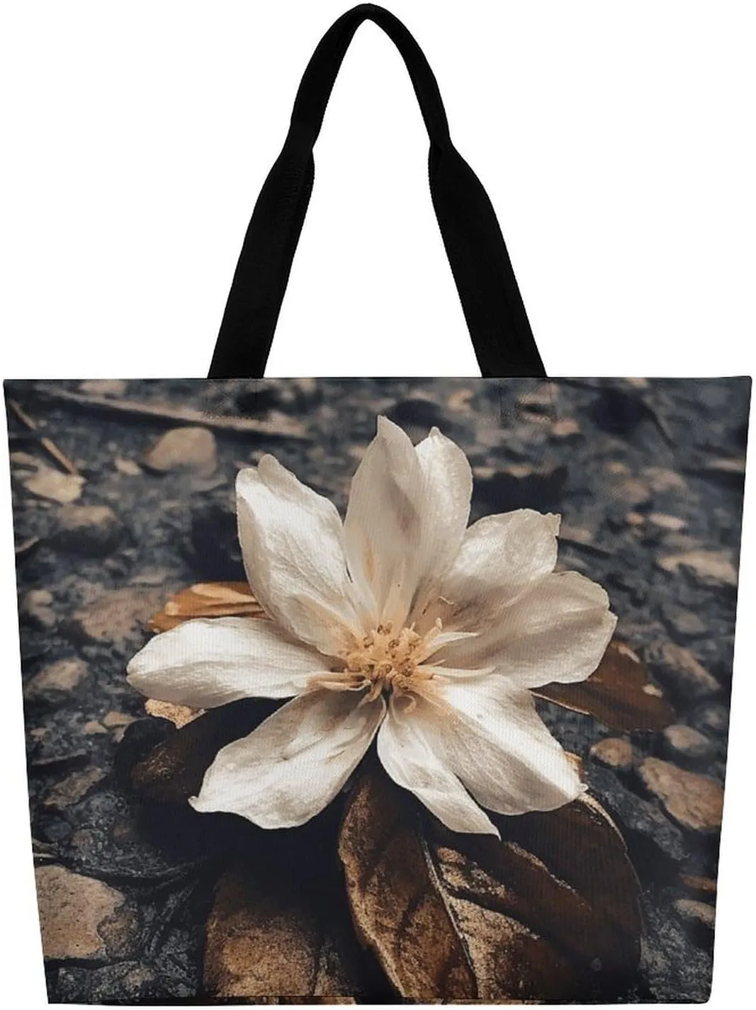 Grocery Bag Reusable Tote Bag Foldable Two Cranes Painting Shopping Bag Handbag Washable Shoulder Bag for Travel