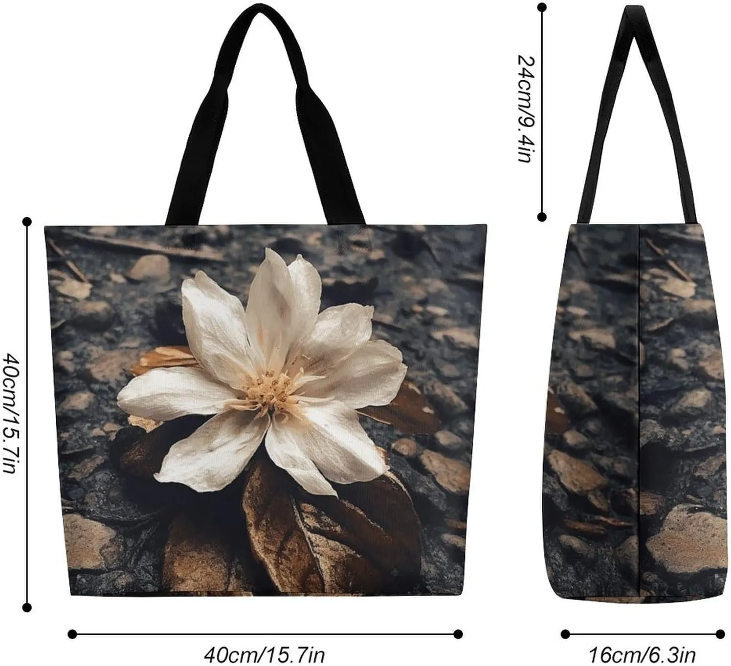 Grocery Bag Reusable Tote Bag Foldable Two Cranes Painting Shopping Bag Handbag Washable Shoulder Bag for Travel