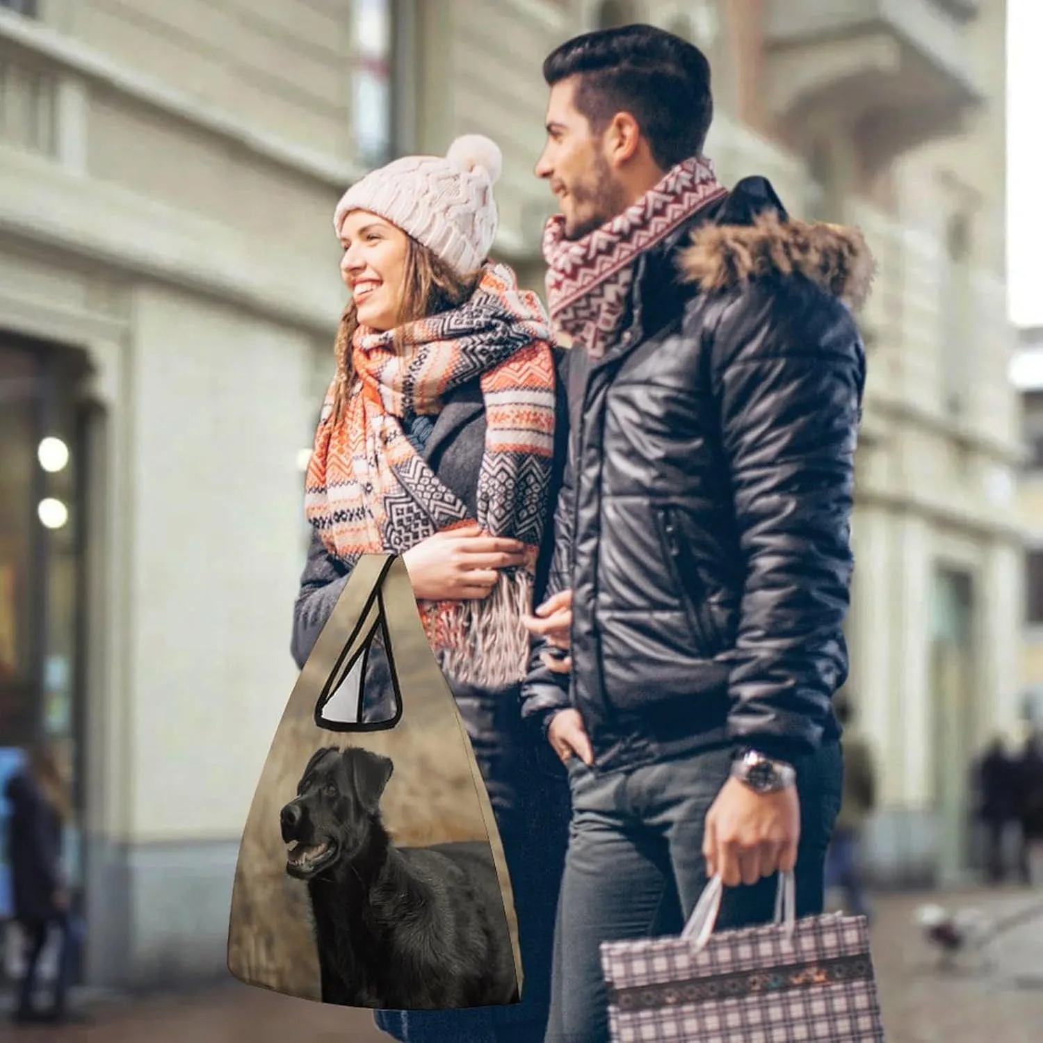 Grocery Bag Reusable Tote Bag Foldable Whales And White Bears Shopping Bag Handbag Washable Shoulder Bag for Travel