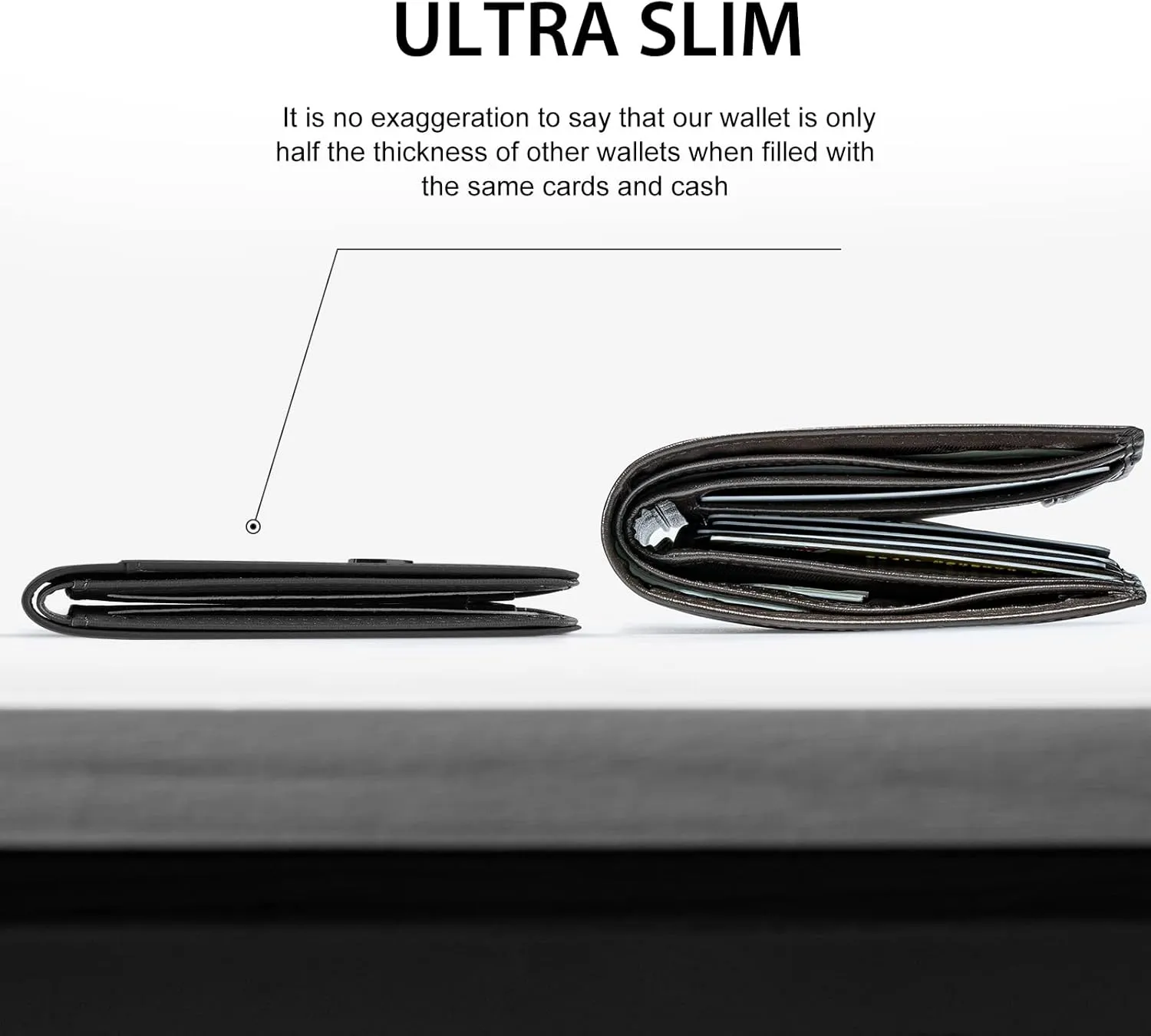 GSOIAX Mens Slim Wallet RFID Blocking Bifold wallets for men Minimalist Genuine Leather Carbon Fiber Card Holder Money Clip Thin Mens with Gift Box (Black-1)