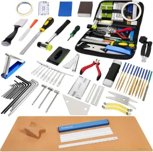 Guitar Repairing Maintenance Tool Kit, Complete Pro Guitar Setup Kit Luthier Repair Tools with Guitar Work Mat and Neck Rest Support Cradle for Guitar Workstation, Gift for Musician Enthusiast