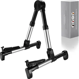 Guitar Stand for Acoustic/Electric/Classical Guitars and Violin, Ukulele, Bass, Banjo - Folding, Portable and Lightweight - for Concert & Travel