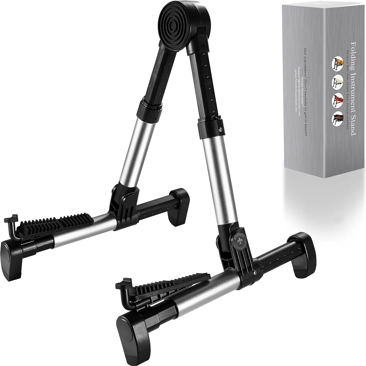 Guitar Stand for Acoustic/Electric/Classical Guitars and Violin, Ukulele, Bass, Banjo - Folding, Portable and Lightweight - for Concert & Travel