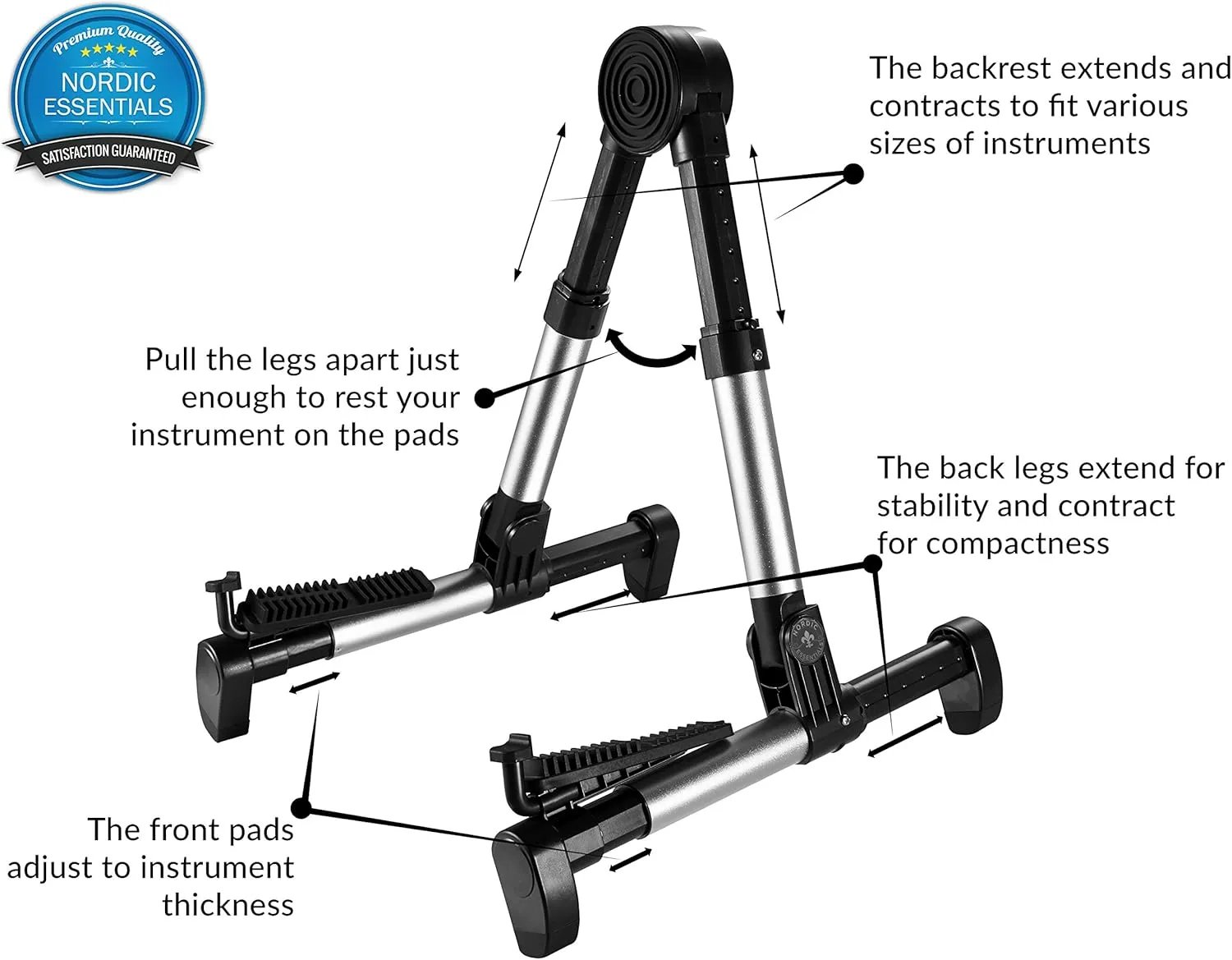 Guitar Stand for Acoustic/Electric/Classical Guitars and Violin, Ukulele, Bass, Banjo - Folding, Portable and Lightweight - for Concert & Travel