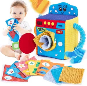hahaland Baby Toys for 6-12 Months - Montessori Tissue Box Toys, Baby Toy with Sensory Textured Cloth Tissues Crinkle Papers, High Contrast Colors, Soft Tummy Time Infant Toys Early Learning