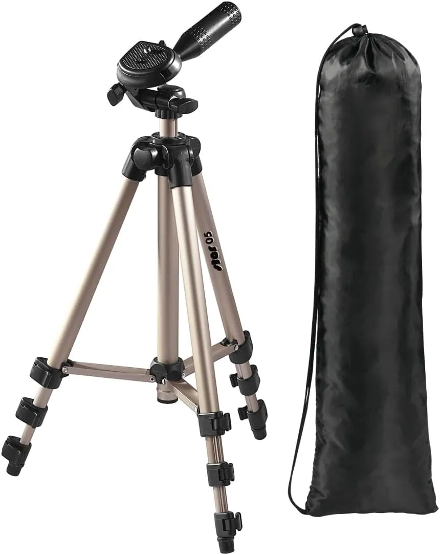 Hama Star 5" Tripod | Light Tripod with 36-105 cm Height | 3 Way Head | 1/4" Connection for DSLR and System Cameras | with Carrying Case | Champagne