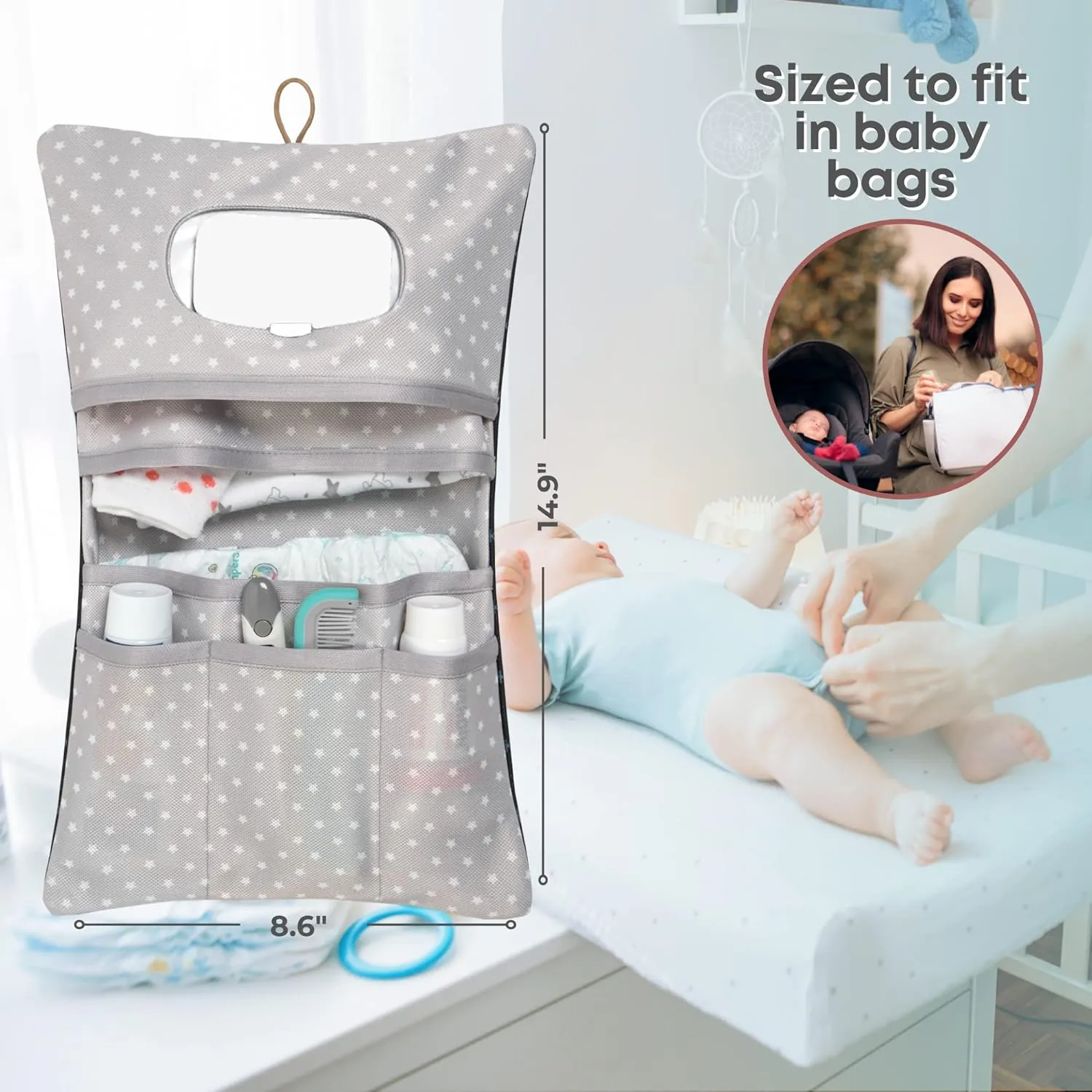 HAMUR Baby Diaper Bag Organizer – Travel-Friendly, Compact & Foldable | Stroller Pouch for Newborn Essentials – Must-Have for Boys & Girls (Anchor)